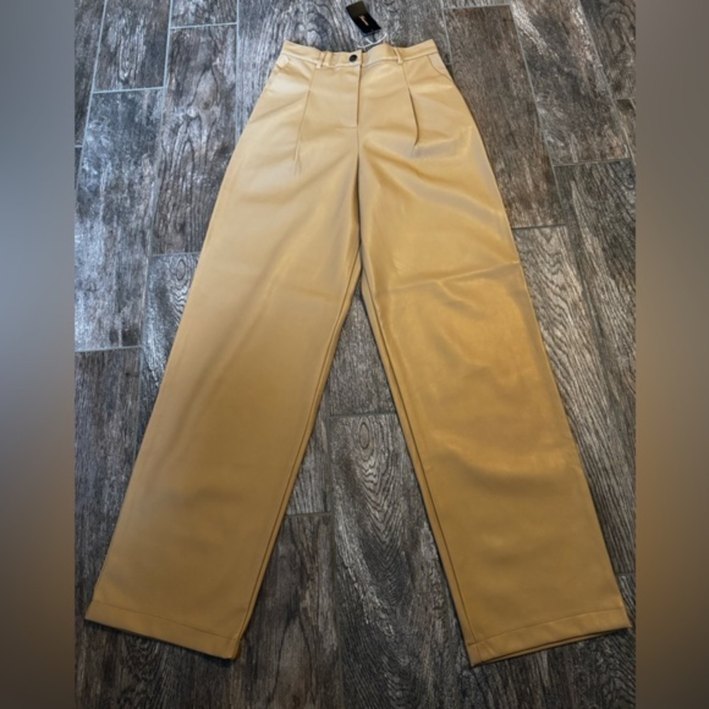 Shinestar faux leather wide leg pants